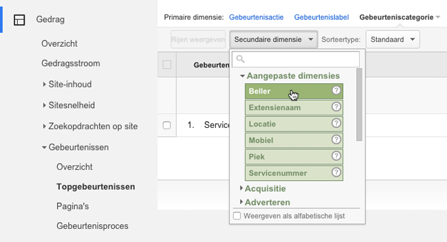 support search-engine-call-statistics-custom-dimensions